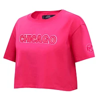 Women's Pro Standard Pink Chicago Cubs Triple Boxy Cropped T-Shirt