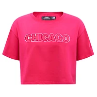 Women's Pro Standard Pink Chicago Cubs Triple Boxy Cropped T-Shirt