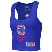 Women's Pro Standard Royal Chicago Cubs Fast Lane Fitted Tri-Blend Cropped Tank Top
