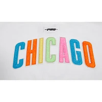 Women's Pro Standard White Chicago Cubs Washed Neon Cropped Boxy T-Shirt