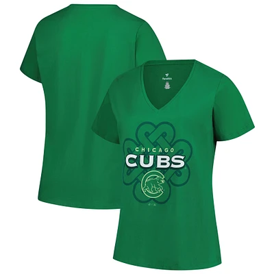 Profil femme Kelly Green T-shirt col en V celtique Chicago Cubs grande taille