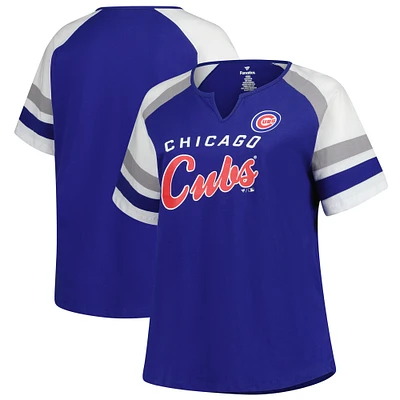 T-shirt à encolure en V pour femme, profil Royal Chicago Cubs, grande taille