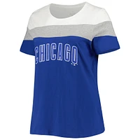 Women's Royal/Heather Gray Chicago Cubs Plus Colorblock T-Shirt