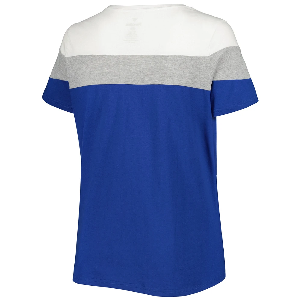 Women's Royal/Heather Gray Chicago Cubs Plus Colorblock T-Shirt