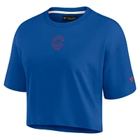 Women's Royal Chicago Cubs Elements Super Soft Boxy Cropped T-Shirt