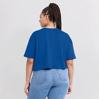 Women's Royal Chicago Cubs Elements Super Soft Boxy Cropped T-Shirt