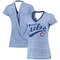 Women's Touch Royal Chicago Cubs Hail Mary V-Neck Back Wrap T-Shirt