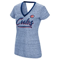Women's Touch Royal Chicago Cubs Halftime Back Wrap Top V-Neck - T-Shirt