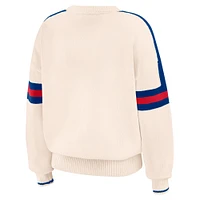 Women's WEAR by Erin Andrews  Cream Chicago Cubs Stripe Pullover Sweater