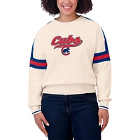 Women's WEAR by Erin Andrews  Cream Chicago Cubs Stripe Pullover Sweater