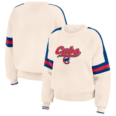 Pull à rayures crème des Chicago Cubs pour femme WEAR by Erin Andrews