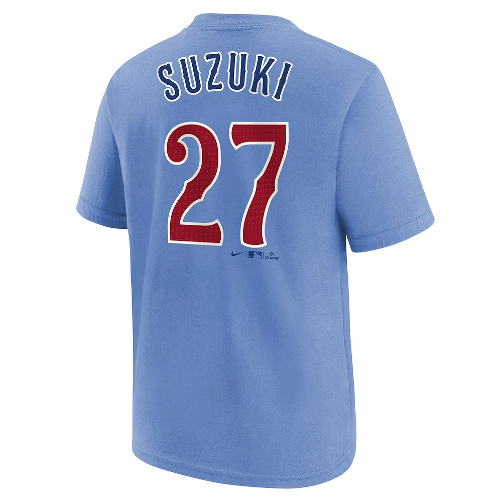 Youth Nike Seiya Suzuki Baby Blue Chicago Cubs  Player Name & Number T-Shirt