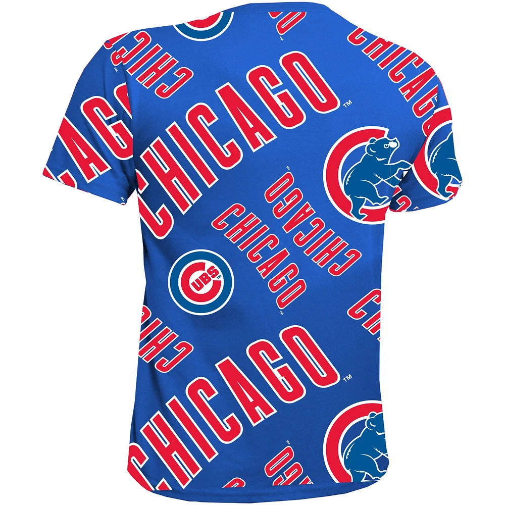 Youth Stitches Royal Chicago Cubs Allover Team T-Shirt