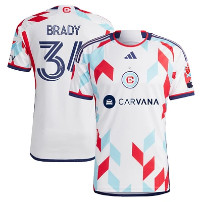 Maillot de joueur authentique Chris Brady blanc Chicago Fire 2024 A Kit For All pour homme adidas