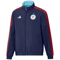 Men's adidas Navy/Light Blue Chicago Fire 2023 On-Field Anthem Full-Zip Reversible Team Jacket