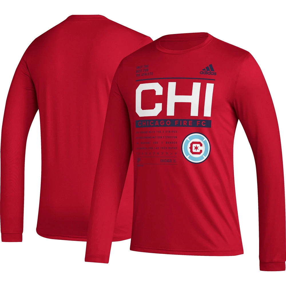 T-shirt AEROREADY à manches longues adidas Chicago Fire 2023 Club DNA pour homme rouge