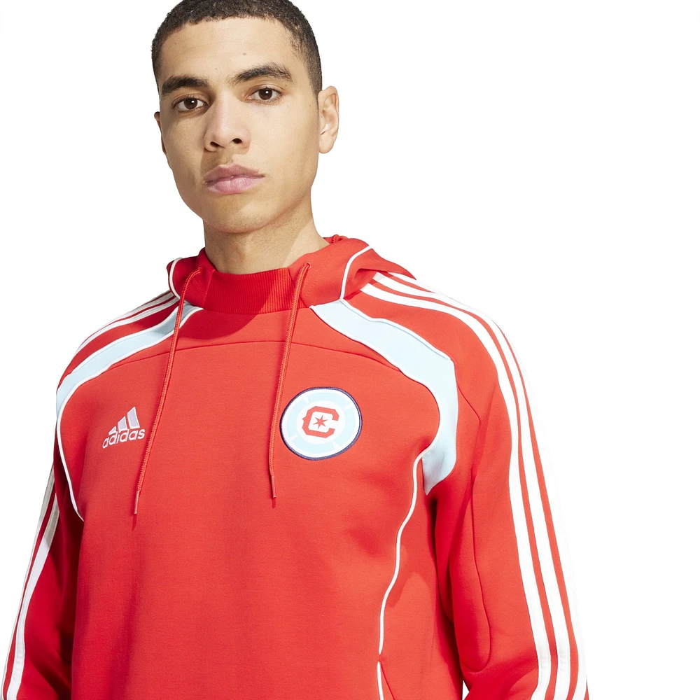 Men's adidas Red Chicago Fire 2025 Travel Pullover Hoodie