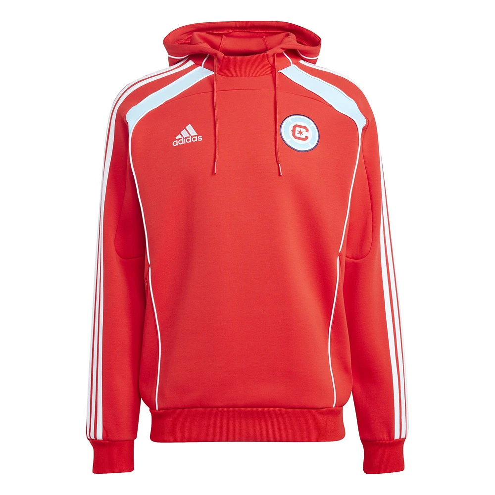 Men's adidas Red Chicago Fire 2025 Travel Pullover Hoodie