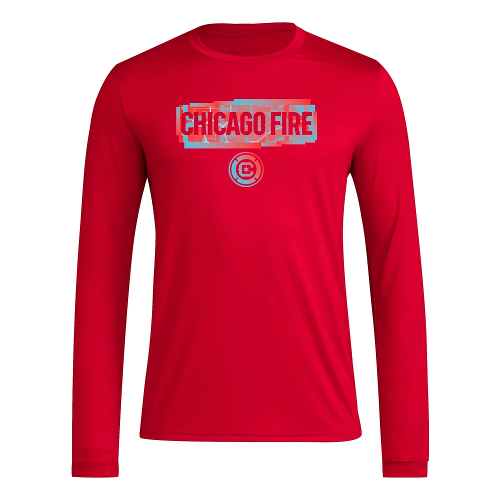 Men's adidas Red Chicago Fire Local Pop AEROREADY Long Sleeve T-Shirt
