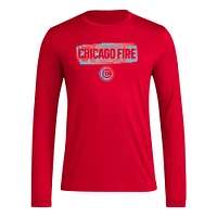 Men's adidas Red Chicago Fire Local Pop AEROREADY Long Sleeve T-Shirt