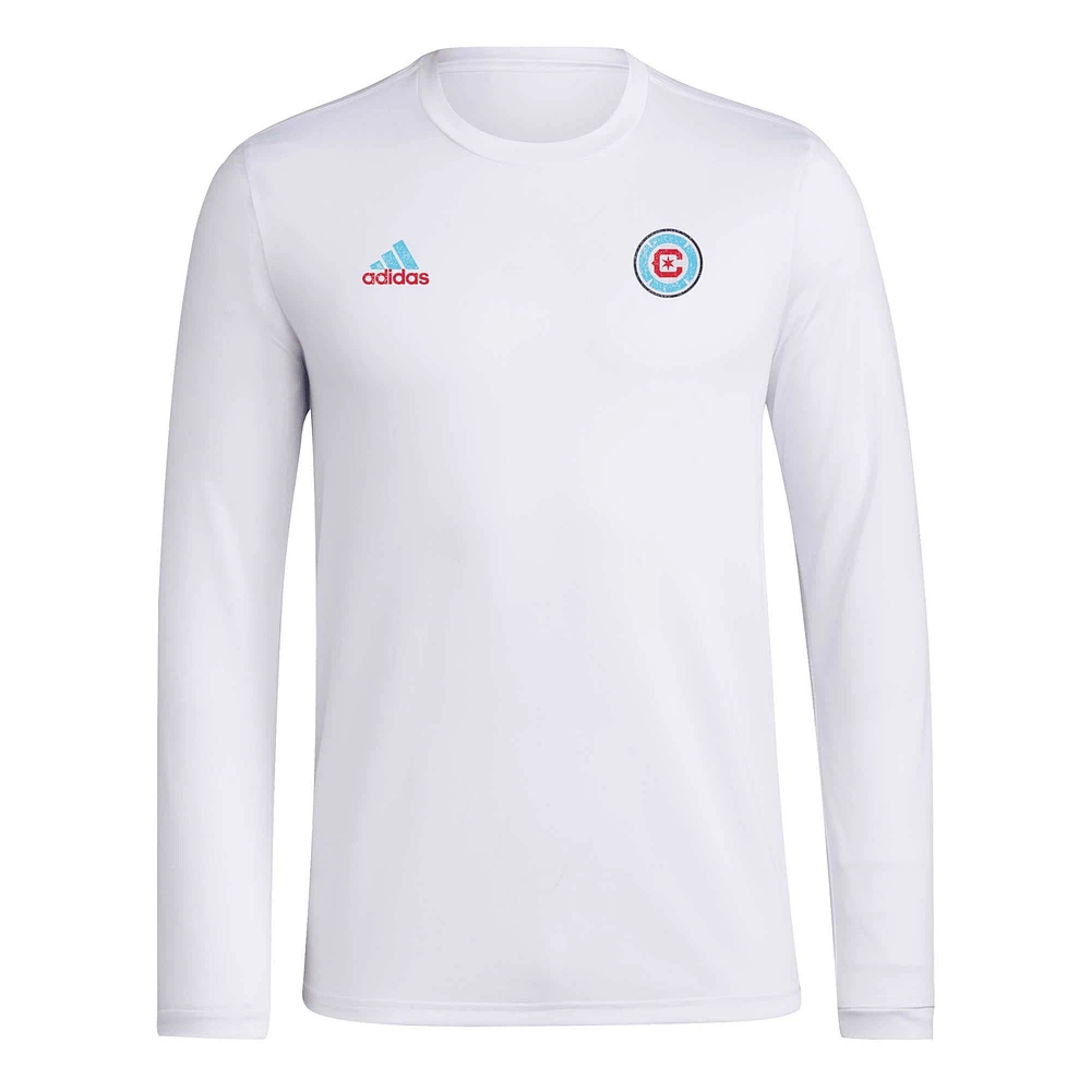 Men's adidas White Chicago Fire Local Stoic AEROREADY Long Sleeve T-Shirt
