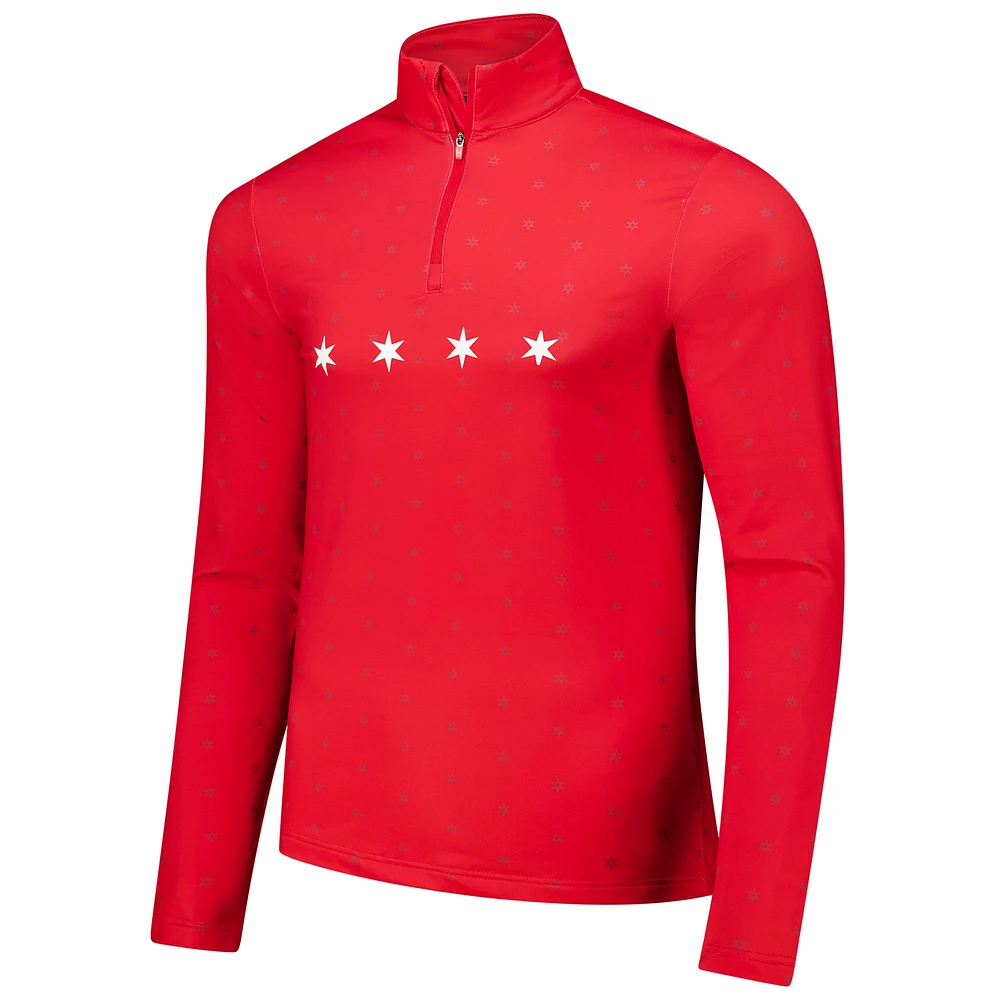 Men's Red Chicago Fire AOP Half-Zip Pullover Top