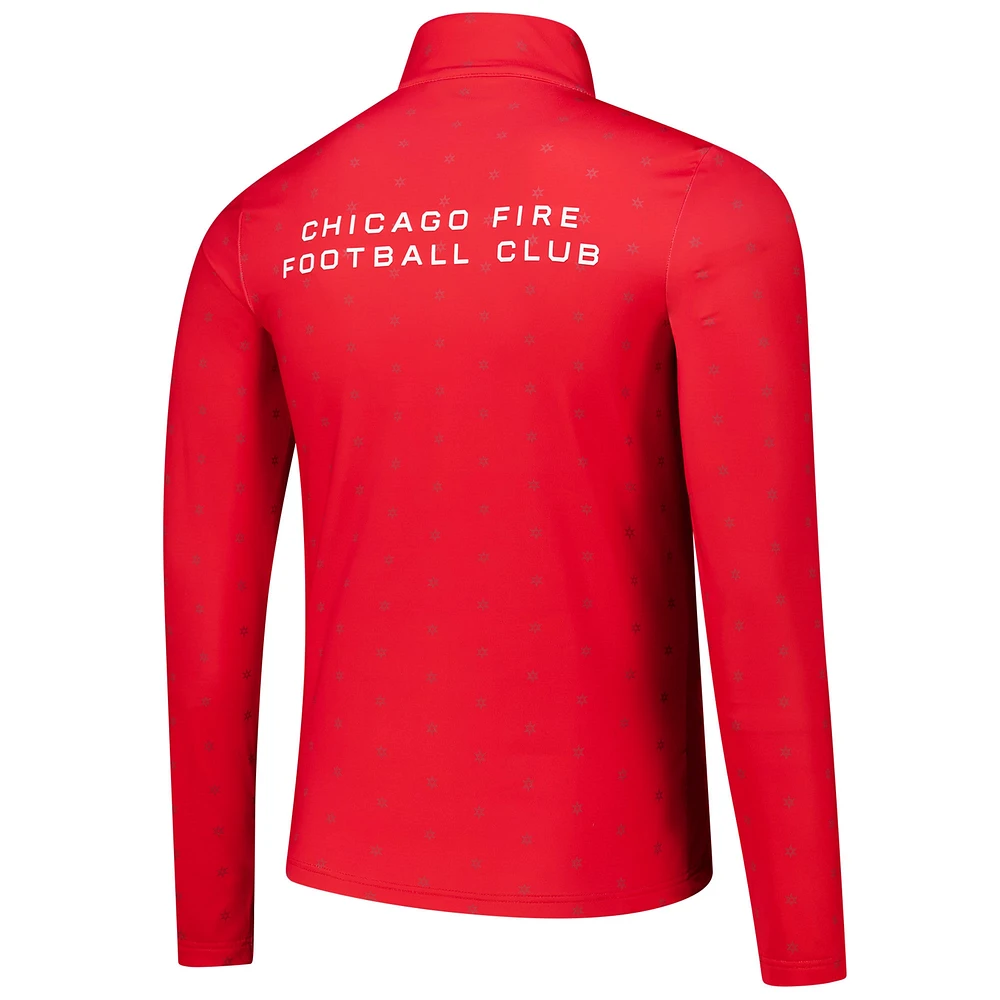 Men's Red Chicago Fire AOP Half-Zip Pullover Top