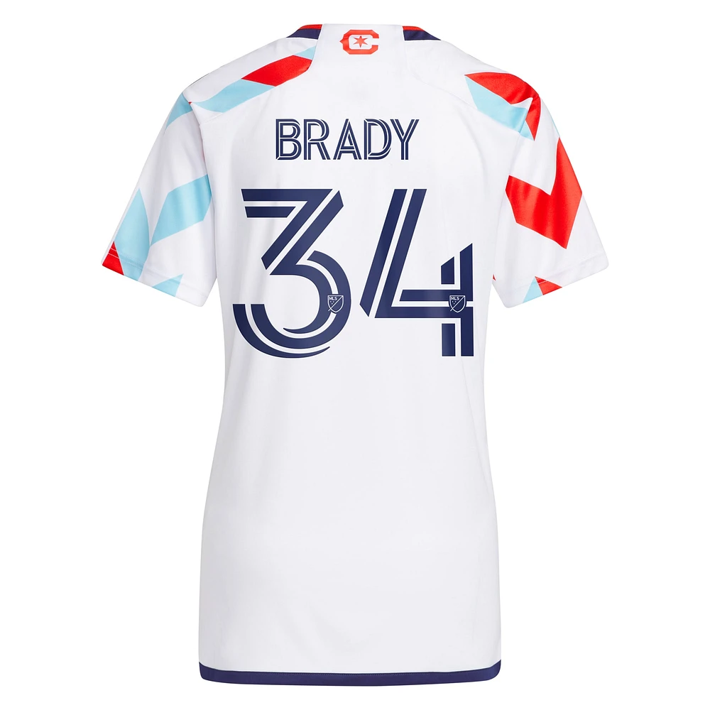 Women's adidas Chris Brady White Chicago Fire 2024 A Kit For All Replica Player Jersey