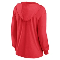 Women's Fanatics Red Chicago Fire Iconic Slub Lightweight V-Neck Pullover Hoodie