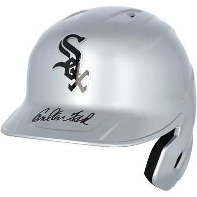 Réplique du casque de frappeur chromé alternatif autographié par Carlton Fisk des Chicago White Sox