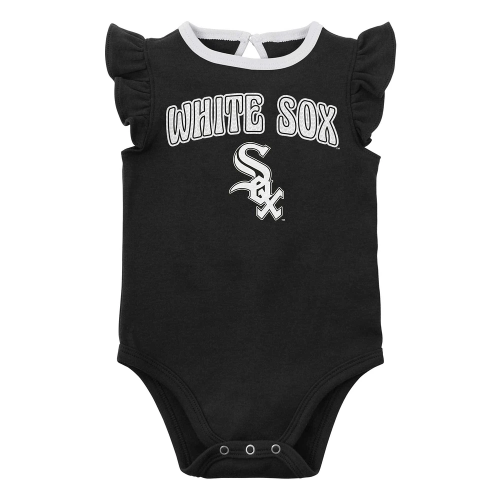 Girls Newborn & Infant Black/Heather Gray Chicago White Sox Little Fan Two-Pack Bodysuit Set