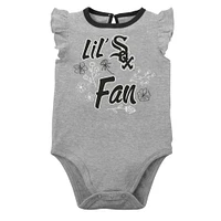 Girls Newborn & Infant Black/Heather Gray Chicago White Sox Little Fan Two-Pack Bodysuit Set