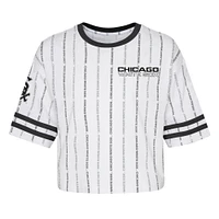 Girls Youth White Chicago Sox Ball Striped T-Shirt