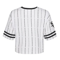 Girls Youth White Chicago Sox Ball Striped T-Shirt
