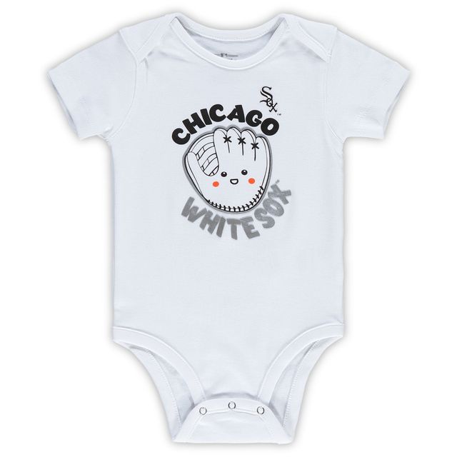 Ensemble de 3 bodys rechange pour bébé, noir/blanc/gris chiné, Chicago White Sox