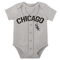 Infant White/Heather Gray Chicago White Sox Two-Pack Little Slugger Bodysuit Set