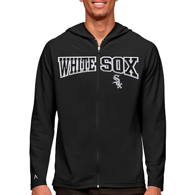 Sweat à capuche entièrement zippé Chicago White Sox Wordmark Legacy pour homme Antigua Black