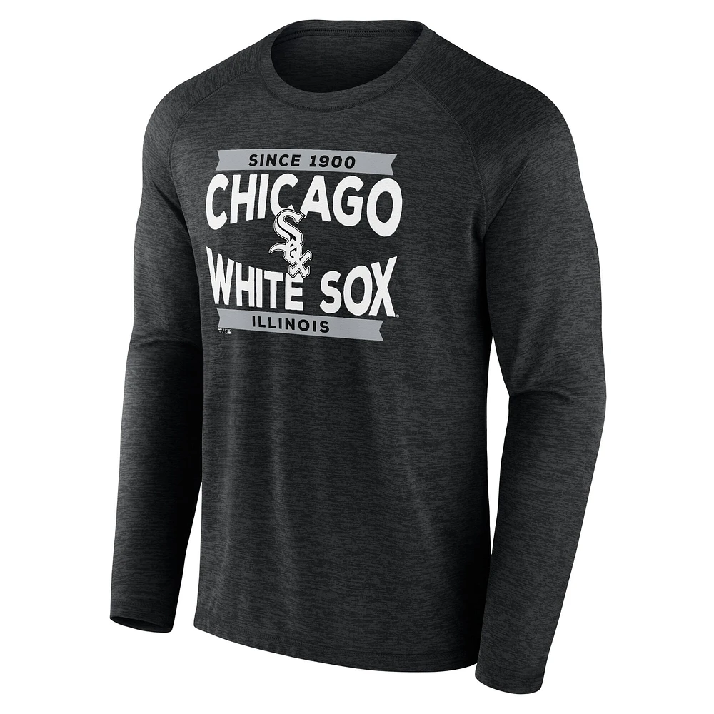 Men's Fanatics Black Chicago White Sox Heroic Play Raglan Long Sleeve T-Shirt