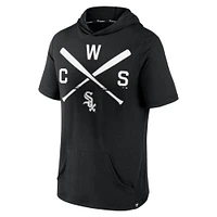 Men's Fanatics Black Chicago White Sox Iconic Rebel Short Sleeve Hooded Top