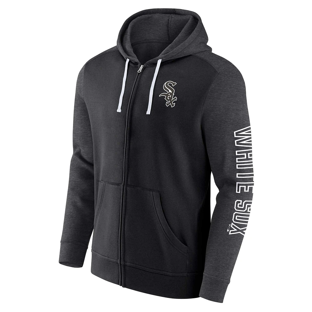Men's Fanatics Black Chicago White Sox Offensive Line Up Lightweight Full-Zip Hoodie