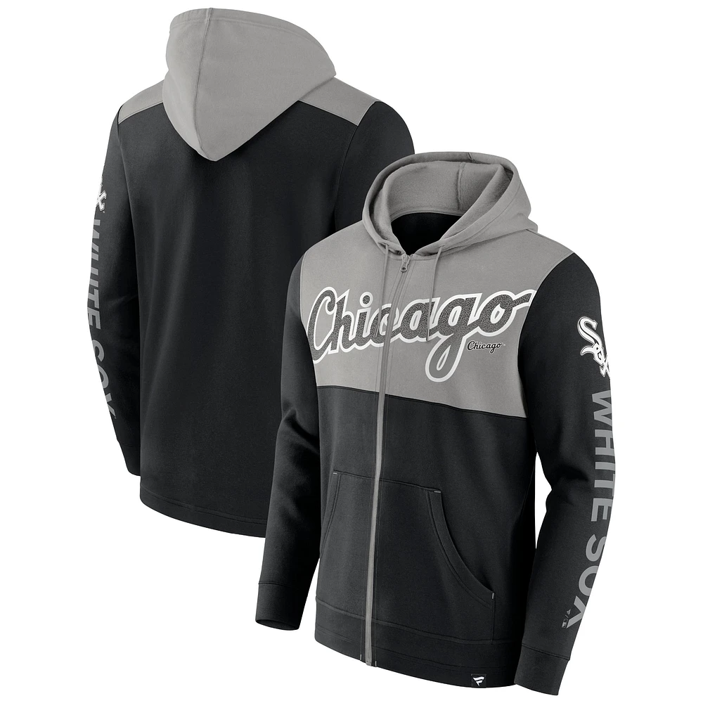 Sweat à capuche entièrement zippé en polaire Fanatics pour hommes, noir, Chicago White Sox Walk Off