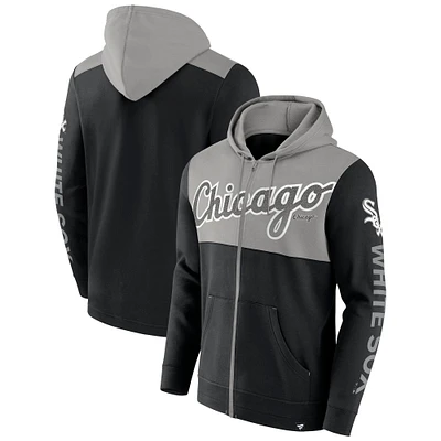 Sweat à capuche entièrement zippé en polaire Fanatics pour hommes, noir, Chicago White Sox Walk Off