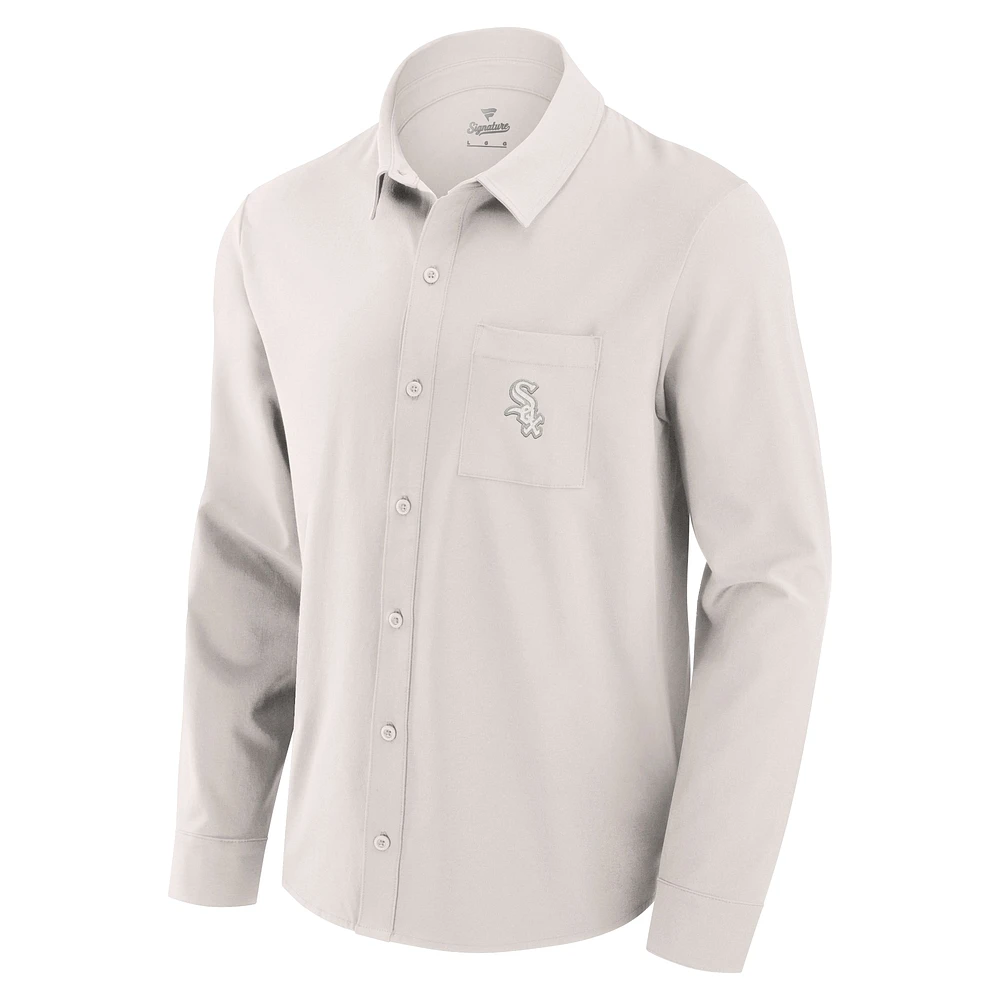 Men's Fanatics Cream Chicago White Sox Front Office Long Sleeve Button-Up Shirt