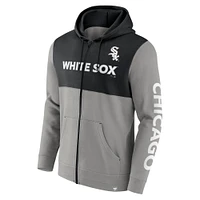Sweat à capuche entièrement zippé pour hommes Fanatics gris/noir Chicago White Sox Ace
