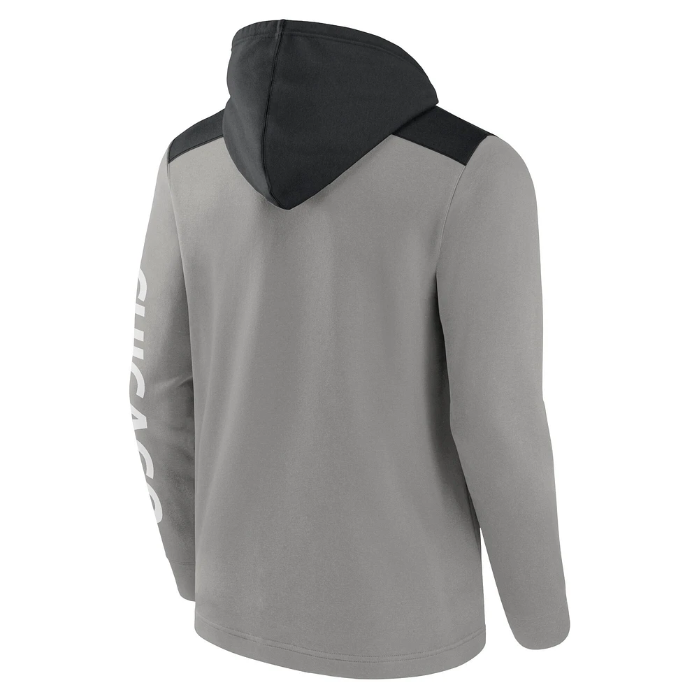 Sweat à capuche entièrement zippé pour hommes Fanatics gris/noir Chicago White Sox Ace