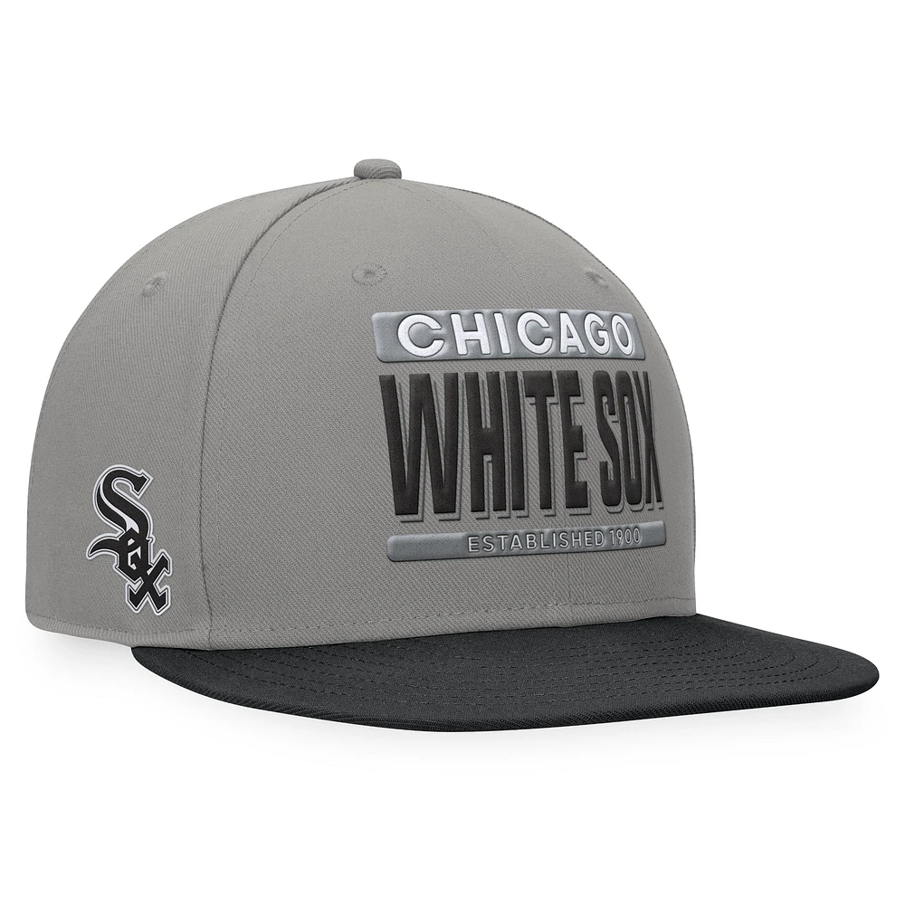 Casquette Snapback bicolore Line Drive Chicago White Sox Fanatics pour hommes, gris/noir
