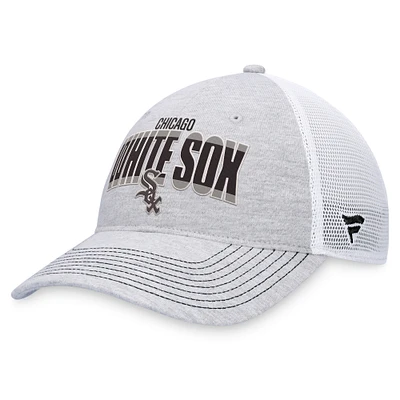 Casquette réglable de camionneur avec logo Fanatics gris chiné/blanc Chicago White Sox pour hommes