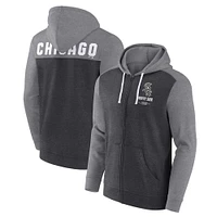 Men's Fanatics Heathered Charcoal/Heathered Gray Chicago White Sox Blown Away Full-Zip Hoodie