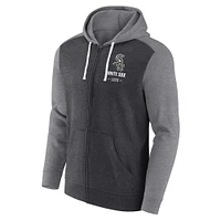 Men's Fanatics Heathered Charcoal/Heathered Gray Chicago White Sox Blown Away Full-Zip Hoodie