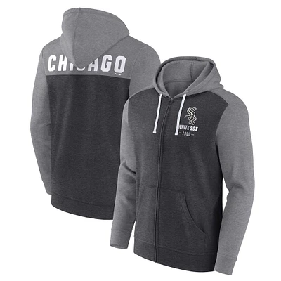 Men's Fanatics Heathered Charcoal/Heathered Gray Chicago White Sox Blown Away Full-Zip Hoodie